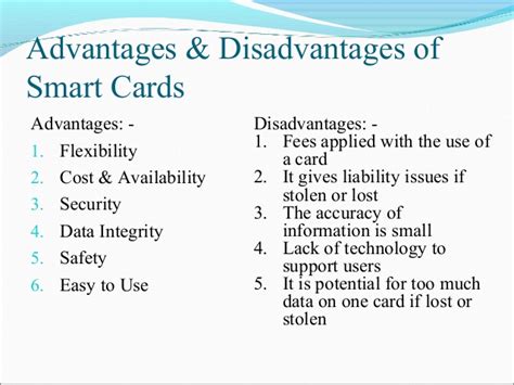 cons of smart card access|Advantages and Disadvantages of Smart Card: Exploring the .